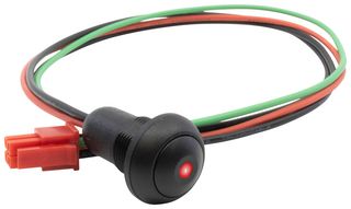 E-SWITCH RP8700AB2CCEBLKBLKRED Botón Pulsador Industrial, RP8700 Series, 13.6 mm, SPST-NO-DM, Apagado-(Encendido), Roldana