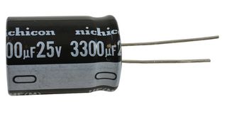 NICHICON UHE1E332MHD6TN Capacitor Electrolítico, Miniatura, 3300 µF, 25 V, ± 20%, Pin de PC, 1000 horas a 85°C, Polar