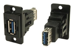 CLIFF ELECTRONIC COMPONENTS CP30705NMB USB Adapter, CSK Hole, USB Type A Receptacle, USB Type A Receptacle, USB 3.0, Dual Slim feedthrough