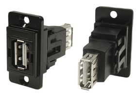 CLIFF ELECTRONIC COMPONENTS CP30708NMB USB Adapter, CSK Hole, USB Type A Receptacle, USB Type A Receptacle, USB 2.0, Dual Slim feedthrough