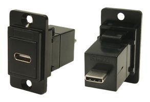 CLIFF ELECTRONIC COMPONENTS CP30711MB USB Adapter, CSK Hole, USB Type C Receptacle, USB Type C Plug, Dual Slim feedthrough