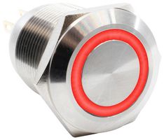 E-SWITCH PV4F2Y0SS-3G4 Vandal Resistant Switch, 12V LED, PV4 Series, 0.75 ", SPDT-DB, Off-(On) / On-(Off), Round Flat