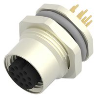 TE CONNECTIVITY T4141012121-000 Sensor Connector, M12, Female, 12 Positions, PCB Socket, Straight Panel Mount