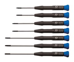 CK TOOLS T4877PX Juego de Destornilladores, Precisión, con Tapas Rotativas Huecas, 7 Piezas