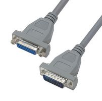 L-COM CSM15MF-10 Computer Cable, D Sub 15 Position Plug, D Sub 15 Position Receptacle, 10 ft, 3.05 m, Gray
