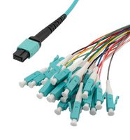 L-COM MPF24OM3-09LCR-5 Fiber Optic Cable, Multimode, 50µm / 125µm, MPO Jack to 24x LC, 5 m