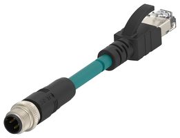 TE CONNECTIVITY TCD2473A201-006 Sensor Cable, D-Code, M12 Plug, RJ45 Plug, 4 Positions, 7 m, 23 ft