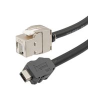 L-COM TRGIX606LZ-BLK-20CM Ethernet Cable, Cat6a, IX Type B Plug to RJ45 Jack