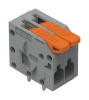 WAGO 2601-1102 Wire-To-Board Terminal Block, Gray, 3.5 mm, 2 Positions, 26 AWG, 16 AWG, 1.5 mm², Push In Lock