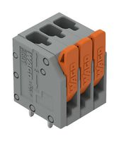 WAGO 2601-3103 Wire-To-Board Terminal Block, Gray, 3.5 mm, 3 Positions, 26 AWG, 16 AWG, 1.5 mm², Push In Lock