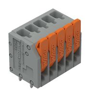 WAGO 2601-3105 Bloque de Terminal de Cable-A-Tarjeta, Gris, 3.5 mm, 5 Posiciones, 26 AWG, 16 AWG, 1.5 mm²