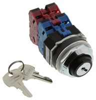IDEC ASD2K22NU-111 Keylock Switch, Push-Pull, DPST-NO, DPST-NC, TWND Series, 2 Position, Screw, 10 A