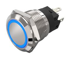 EAO 82-5151.0124 LED Panel Mount Indicator, Ring, Blue, 24 V, 19 mm, 10 mA, IP65, IP67