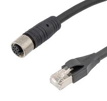 L-COM TRG865-P6B-3M Cable de Sensor, M12 Hembra, RJ45 Macho, 8 Contactos, 3 m, 9.8 ft, TRG865-P6B Series