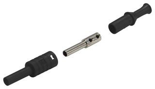 CAL TEST ELECTRONICS CT3134-0 Banana Test Connector, Jack, Cable Mount, 36 A, 1 kV, Nickel Plated Contacts, Black