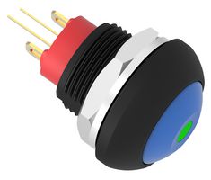 TE CONNECTIVITY - ALCOSWITCH PB6B2FM7M1CAL06 Industrial Pushbutton Switch, Subminiature, PB6 Series, 13.6 mm, SPST-NO, Off-(On), Flat, Blue