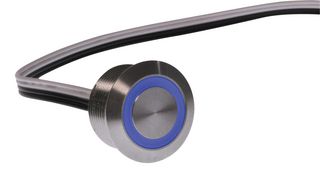 E-SWITCH PVT4FW4SS341 Vandal Resistant Switch, PVT4 Series, 19 mm, SPST-NO-DM, Off-(On), Round Flat, Natural