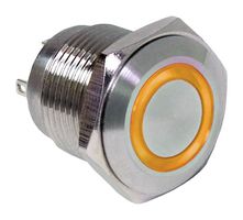E-SWITCH PV6F240SS-321 Interruptor (Switch) Antivandalismo, Iluminación de anillo, PV6 Series, 0.63 ", SPST-NO-DM