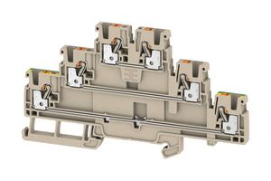WEIDMULLER 2428530000 DIN Rail Mount Terminal Block, Feed Thru, 6 Positions, 28 AWG, 12 AWG, 2.5 mm², Push In, 24 A