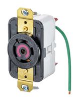 HUBBELL WIRING DEVICES HBL2510ST Power Entry Connector, NEMA L21-20R, 20 A, Black, Nylon (Polyamide) Body, 208 V