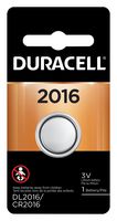 DURACELL DL2016BPK Batería, 3 V, 2016, Dióxido de Manganeso-Litio, 75 mAh, Contacto a Presión, 1