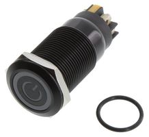 ARCOLECTRIC / BULGIN LIMITED MPI005OTELAAM12 Interruptor (Switch) Antivandalismo, MPI005 Series, 19 mm, SPDT, Latch, Roldana