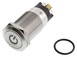 ARCOLECTRIC / BULGIN LIMITED MPI005PTELSAM12 Interruptor (Switch) Antivandalismo, MPI005 Series, 19 mm, SPDT, Latch, Roldana
