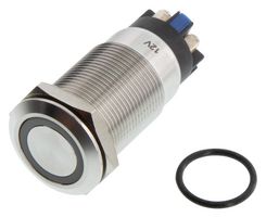 ARCOLECTRIC / BULGIN LIMITED MPI005RTELSBL12 Vandal Resistant Switch, MPI005 Series, 19 mm, SPDT, Latching, Round