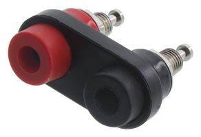 MUELLER ELECTRIC BU-P2269 Banana Test Connector, Jack, Panel Mount, 15 A, 1 kV, Nickel Plated Contacts, Black, Red