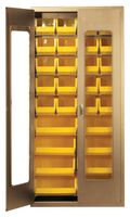 QUANTUM STORAGE QSC-BG-C240250YL Gabinete para Contenedores, Clear-View Security, 28 contenedores, 18" L x 36" A x 78" H, Amarillo