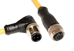 MUELLER ELECTRIC C4AD05M00.5 Cable de Sensor, Codificado A, M12 Macho, M12 90° Hembra, 4 Contactos, 500 mm, 19.7 "