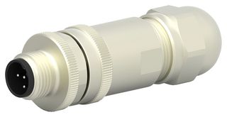 TE CONNECTIVITY T4111511051-000 Sensor Connector, M12, Male, 5 Positions, Screw Pin, Straight Cable Mount