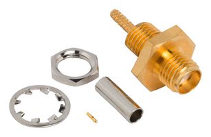 AMPHENOL RF 901-10796 RF / Coaxial Connector, SMA Coaxial, Straight Bulkhead Jack, Solder, Crimp, 50 ohm, 0.81mm Micro