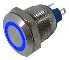 MULTICOMP PRO MP-PB7-01LB42BFRB12VM Interruptor (Switch) Antivandalismo, 12V LED, 0.472 ", SPST-NO-DM, Apagado-(Encendido)