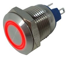 MULTICOMP PRO MP-PB7-01LB42BFRR12VM Interruptor (Switch) Antivandalismo, 12V LED, 0.472 ", SPST-NO-DM, Apagado-(Encendido)