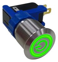 MULTICOMP PRO MP-PB7-06LB22FFPG12V Interruptor (Switch) Antivandalismo, 0.748 ", SPDT, Encendido-Encendido, Plano Redondo, Natural