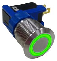 MULTICOMP PRO MP-PB7-06LB22FFRG12V Interruptor (Switch) Antivandalismo, 0.748 ", SPDT, Encendido-Encendido, Plano Redondo, Natural