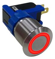 MULTICOMP PRO MP-PB7-06LB22FFRR12V Interruptor (Switch) Antivandalismo, 0.748 ", SPDT, Encendido-Encendido, Plano Redondo, Natural