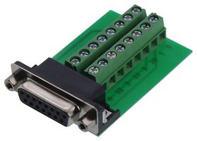 L-COM DGB15FT D Sub Connector, Standard, Receptacle, Field Termination Series, 15 Contacts, DA