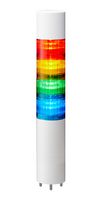 PATLITE (U.S.A.) LR6-402WMBW-RYGB+FB295 Torre Señal, Centelleo, 4 Niv, Azul/Verde/Rojo/Amarillo, Con. M12 12Pin, 24VCD, 4 Tonos, 88dB,