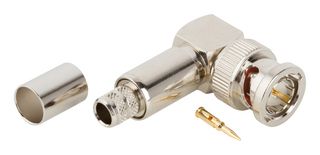 AMPHENOL RF 031-70556 Conector Coaxial / RF, BNC Coaxial, Macho Ángulo Recto, Crimpado, 75 ohm, RG6/U, Latón