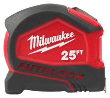 MILWAUKEE TOOL 48-22-6825 Tape Measure, Milwaukee Series, Manual, 27 mm Blade Width, Auto Lock, 25 ft Length