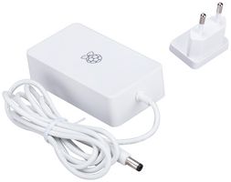 RASPBERRY-PI SC0748 Power Supply, Raspberry Pi Build HAT Board, 48W, White, Type C, 2.01" W x 3.62" D x 1" H