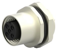 TE CONNECTIVITY T4133012051-000 Sensor Connector, M12, Female, 5 Positions, Solder Socket, Straight Panel Mount