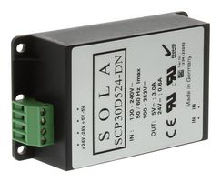 SOLAHD SCP30D524-UDN AC/DC DIN Rail Power Supply (PSU), 2 Output, 30 W, 5 VDC, 3 A, 24 VDC, 600 mA