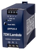 TDK-LAMBDA DPP25-5 AC/DC DIN Rail Power Supply (PSU), 1 Output, 25 W, 5 VDC, 5 A