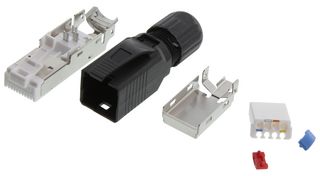 L-COM TSPFTPFNS Modular Connector, RJ45 Plug, 1 x 1 (Port), 8P8C, Cat5e, IP20, Cable Mount