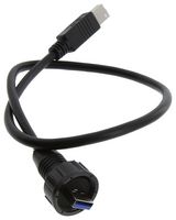 L-COM U3A00016-05M Cable USB, Tipo A Macho a Tipo B Macho, 500 mm, 19.7 ", USB 3.0, Negro