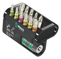 WERA 05057435001 Bit-Check Set, 1/4", 12 Pcs of Torx Bit-Checks Wood TX HF 1, Holder & Plastic Case