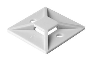 HELLERMANNTYTON 151-00331 MB3A10A2C2 Cable Tie Mount, 4 Way Entry, Adhesive, Screw, 3 mm, White, Nylon 6.6 (Polyamide 6.6), 19 mm, 19 mm